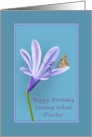 Birthday, Sunday School Teacher, Daylily Flower and Butterfly card