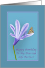 Birthday, Life Partner, Lilac Daylily Flower and Butterfly card