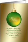 Christmas, Green Peace Ornament, Religious card