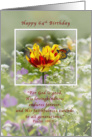 Birthday, 64th, Tulip and Butterfly, Religious card