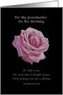 Birthday, Grandmother, Pink Rose on Black card
