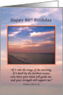 Birthday, 80th, Sunrise at the Beach, Religious card