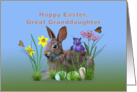 Easter, Great Granddaughter, Bunny, Eggs, and Spring Flowers card