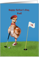 Father’s Day, Dad, Humorous Bird Playing Golf card