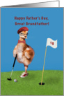 Father’s Day, Great Grandfather, Humorous Bird Playing Golf card