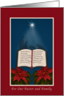 Pastor and Family, Open Bible Christmas Message card