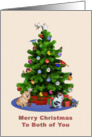 For Couple, Merry Christmas Tree, Dog, Cat, Birds card