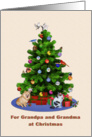 Grandma and Grandpa, Merry Christmas Tree, Dog, Cat, Birds card