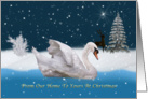 Christmas, From Our Home, Snowy Night with A Swan on a Lake card