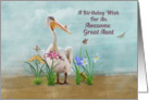 Birthday, Great Aunt, Pelican, Flowers and Butterflies card