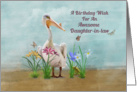 Birthday, Daughter-in-law, Pelican, Flowers and Butterflies card