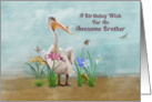 Birthday, Brother, Pelican, Flowers and Butterflies card