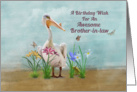 Birthday, Brother-in-law, Pelican, Flowers and Butterflies card