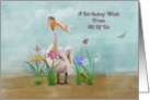 Birthday, From All of Us, Pelican, Flowers and Butterflies card