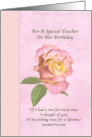 Birthday, Teacher, Pink and Yellow Peace Rose card