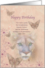 Birthday, Cougar and Butterflies, Religious card