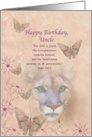 Birthday, Uncle, Cougar and Butterflies, Religious card