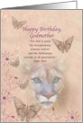 Birthday, Godmother, Cougar and Butterflies, Religious card