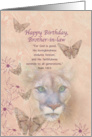 Birthday, Brother-in-law, Cougar and Butterflies, Religious card