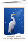 Grandpa Grandma Christmas Card with Great Egret card