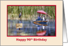 90th Birthday Card with Fishermen and Great Blue Heron card