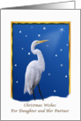 Christmas, Daughter and Her Partner, Great Egret, Star, Snow card