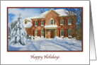 Christmas, Happy Holidays, Snow, House card