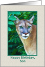 Birthday Wishes, Son, Cougar in the Jungle card