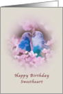 Birthday, Sweetheart, Parakeets and Pink Flowers card