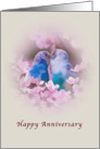 Anniversary, Parakeets and Pink Flowers card