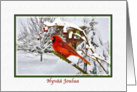 Christmas, Hyv Joulua, Finnish, Cardinal Bird, Snow card
