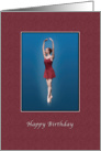 Birthday, Ballerina on Point in Red on Blue card