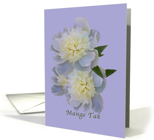 Thank You, Danish, Mange Tak, White Peony Flowers card (1030659)