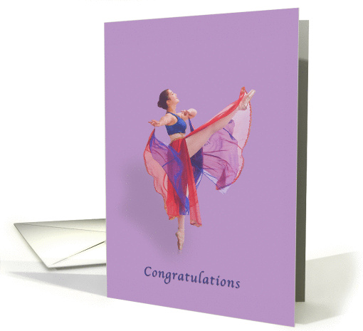 Congratulations, Dance Recital, Ballerina in Red and Blue card