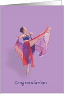 Congratulations, Dance Recital, Ballerina in Red and Blue card