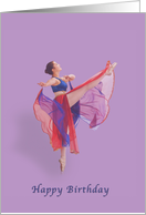 Birthday, Ballerina Dancing in Red and Blue Costume card