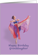 Birthday, Granddaughter Ballerina Dancing in Red and Blue card