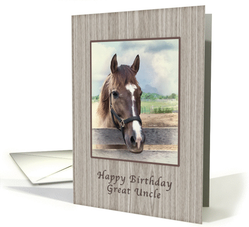 Birthday, Great Uncle, Brown and White Horse card (1045397)