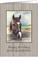 Birthday, Great Grandfather,, Brown and White Horse card