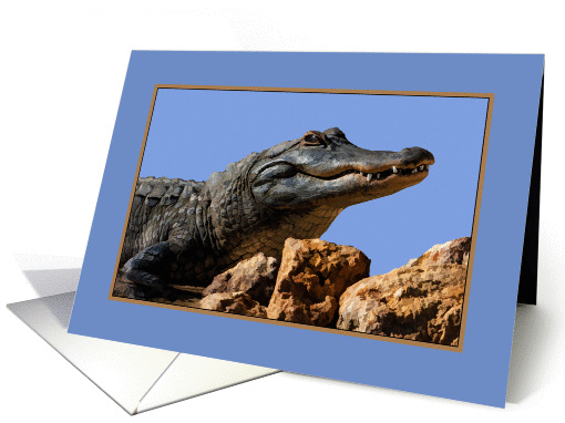 Thinking of You, Romance, Humor, Smiling Alligator card (1052691)