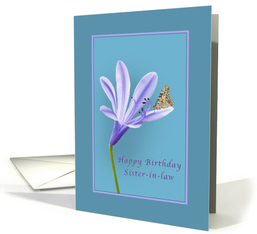 Birthday, Sister-in-law, Lilac Daylily Flower and Butterfly card