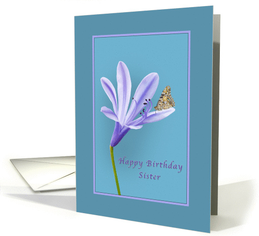 Birthday, Sister, Lilac Daylily Flower and Butterfly card (1068139)