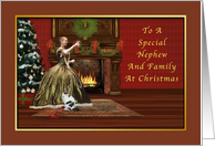 Christmas, Nephew and Family, Vintage, Woman Raising Glass in Toast card