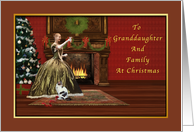 Christmas, Granddaughter and Family, Vintage, Fireplace, Tree card