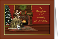 Christmas, Daughter and Family, Vintage, Fireplace, Tree, Toast card