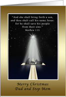 Christmas, Dad and Step Mom, Religious, Nativity and Cross card