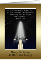 Christmas, Brother and Family, Religious, Nativity and Cross card