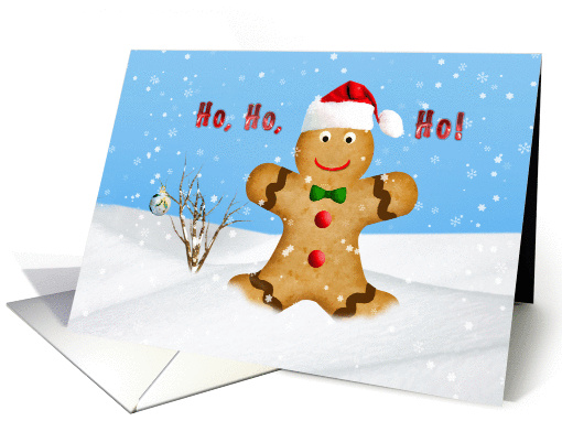 Christmas, Happy Gingerbread Man in Snow card (1122848)