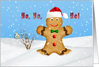 Christmas, Happy Gingerbread Man in Snow card