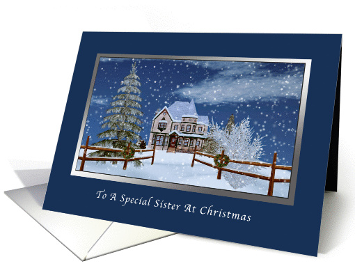Christmas, Sister, Winter Scene card (1148982)
